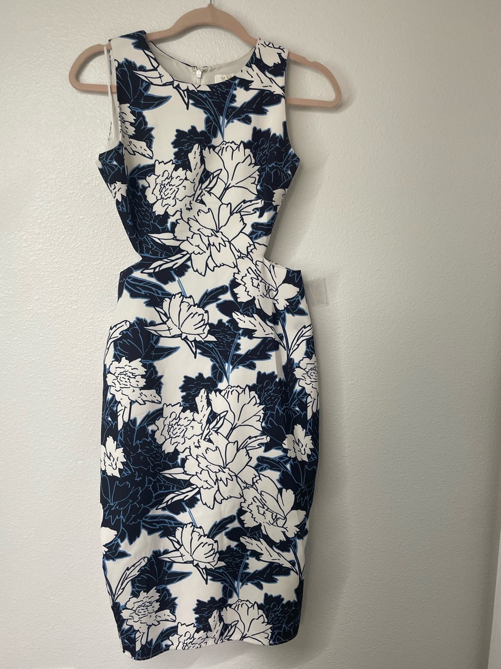 Yumi Kim Navy & White Floral Cutout Midi Dress